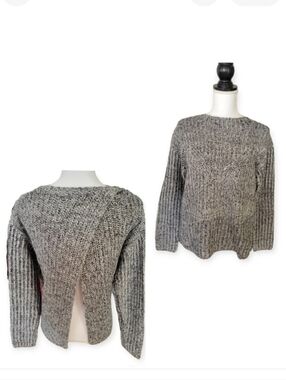 Anthropologie Endless Rose Heather Grey Split Back Sweater